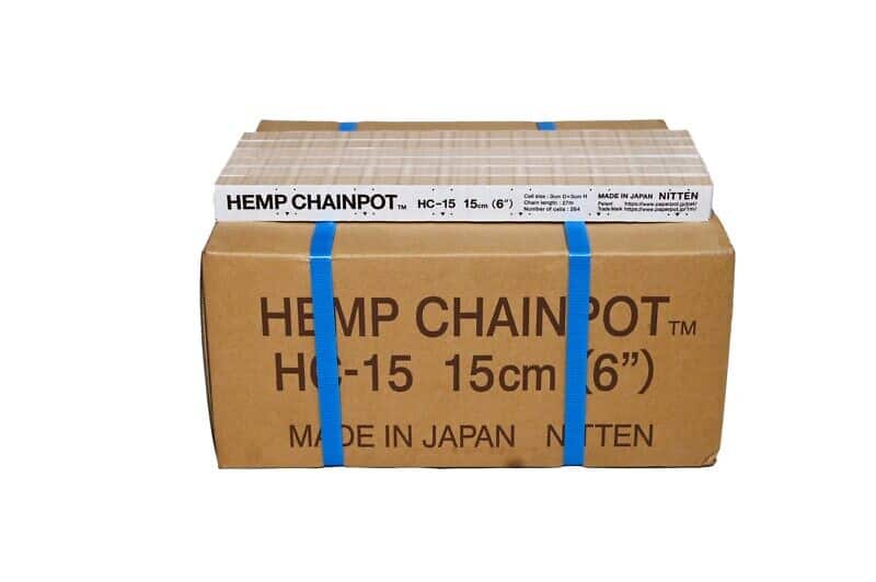 HC-15, 15 cm hemp chainpots for use with the Paperpot Transplanter system